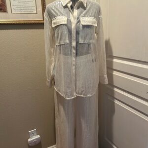 House of Harlow 1960 White Sequin Jumpsuit